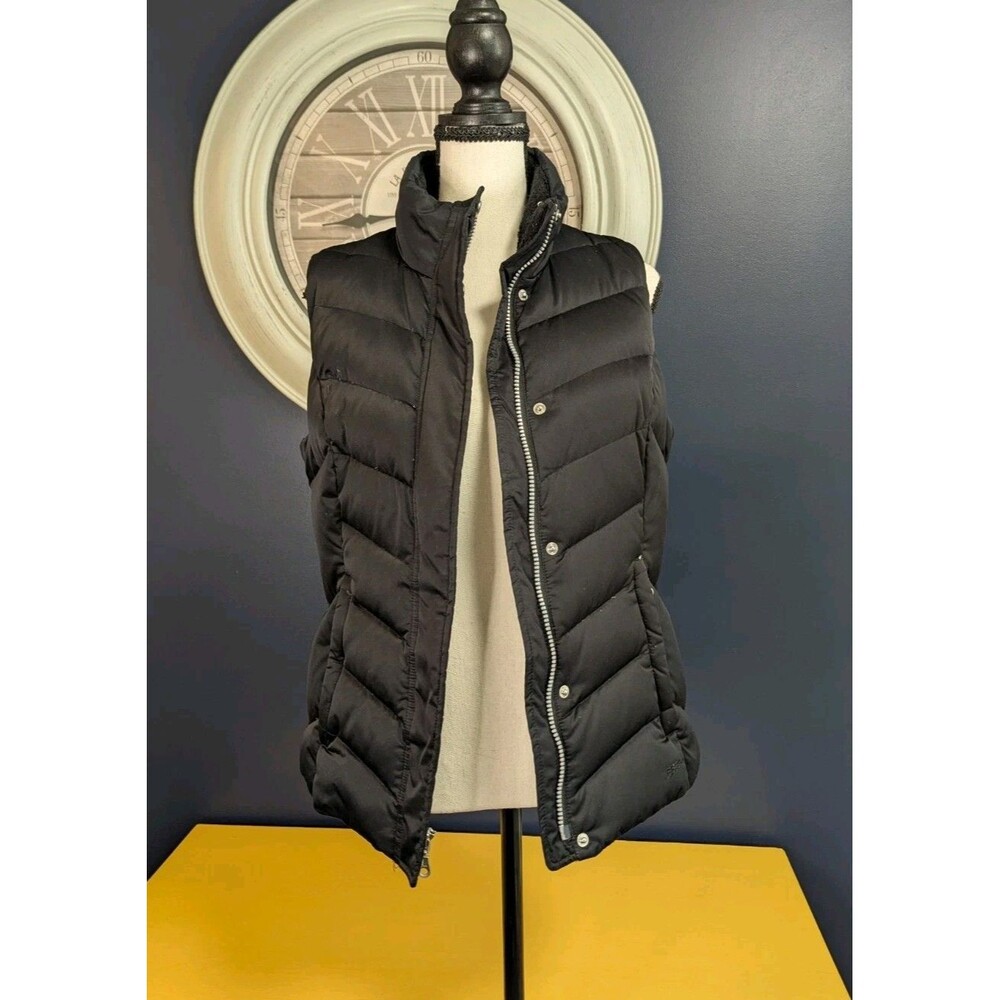 Eddie Bauer Goose Down Puffer Vest Women’s S Black Quilted 550 Zip Snap Buttons
